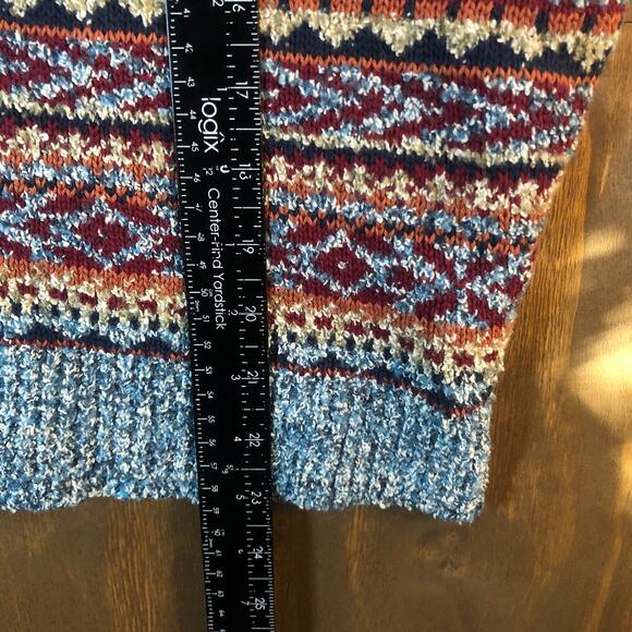 Vintage Le Moda Womens Sweater Multi Aztec Crew Neck Wool Blend Knit Stretch M - Picture 7 of 12